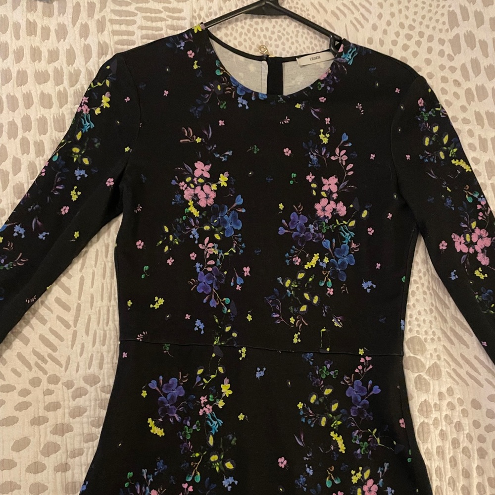 Erdem dark floral body con dress.